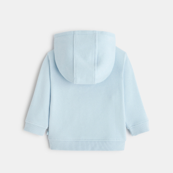 سويت شيرت من الصوف الناعم باللون الأزرق، مع قلنسوة وسحّاب، للفتيان الصغار